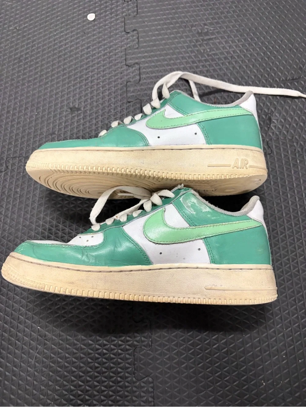 Nike custom painted Air Force One in green and sage green